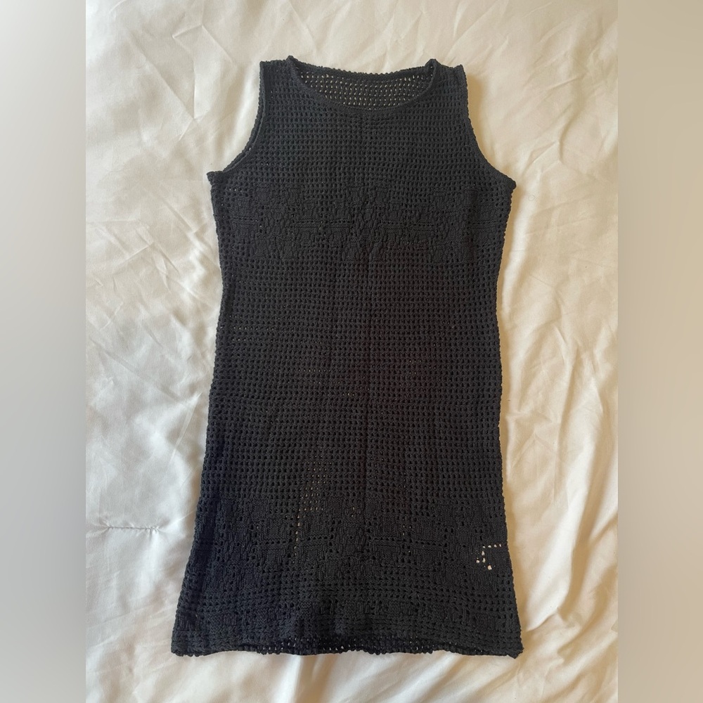 Black Sleeveless Scoop Neck Knit Coverup, NWOT